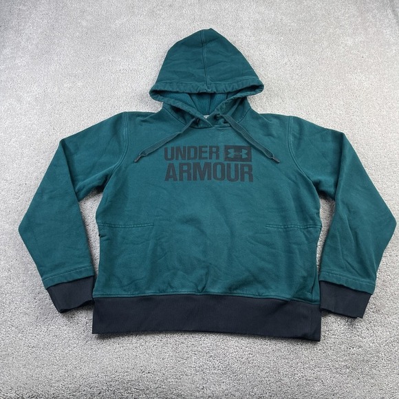 Under Armour Hoodie Womens Medium‎ Green Logo Threadborne Pullover Sweatshirt - Picture 1 of 14